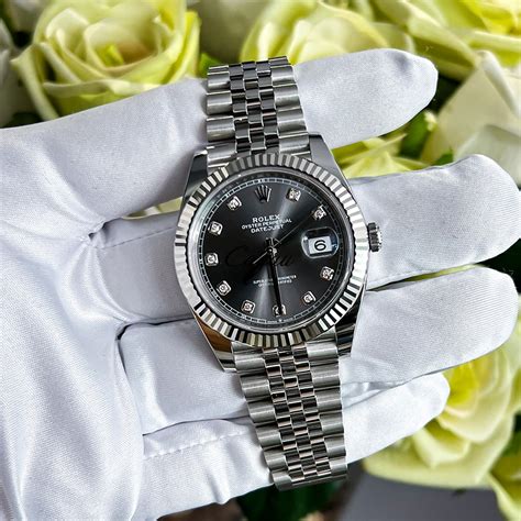 rolex datejust light gray|Rolex Datejust white gold bezel.